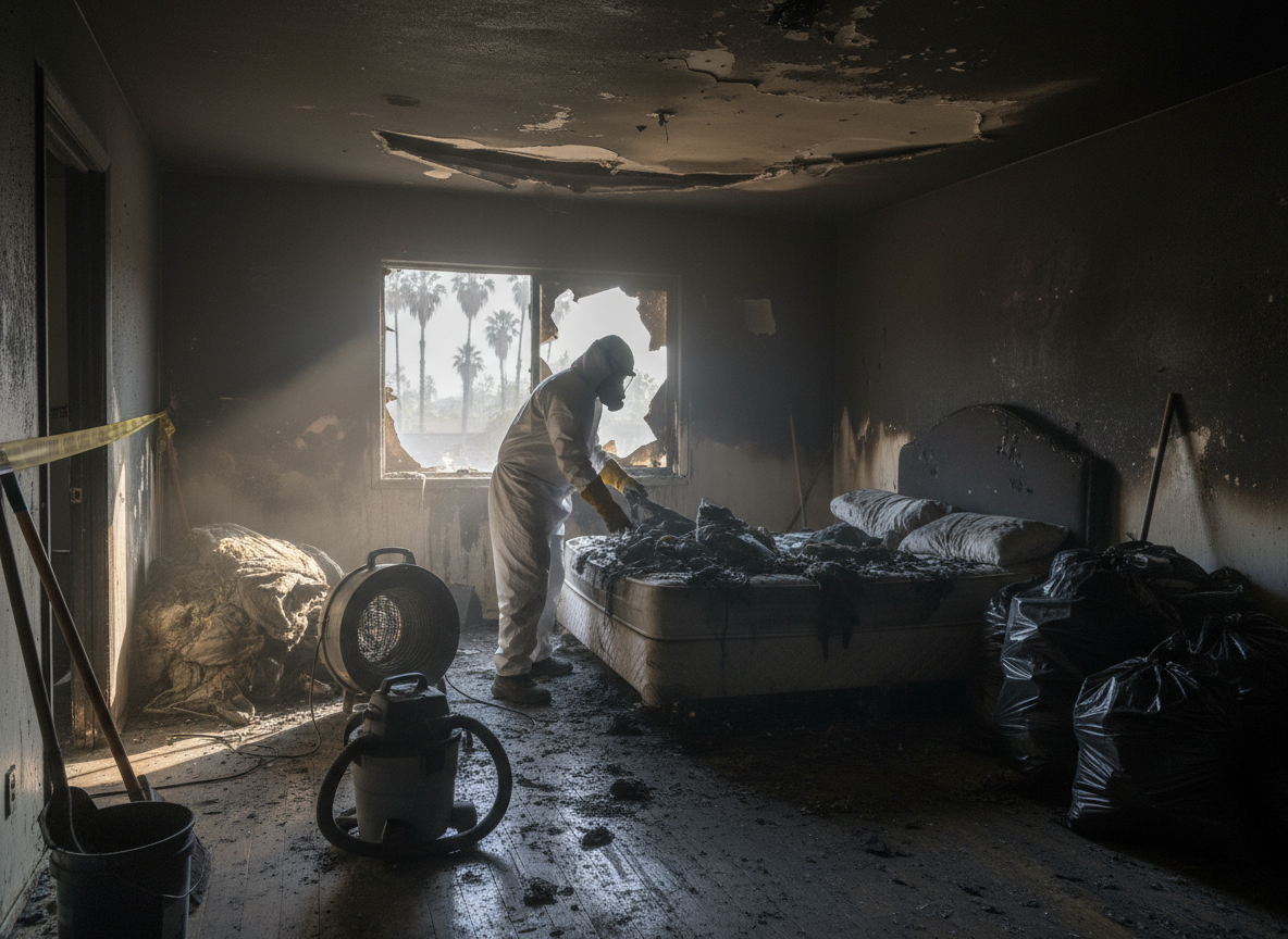 Bedroom Fire Damage Cleanup in Porter Ranch, CA